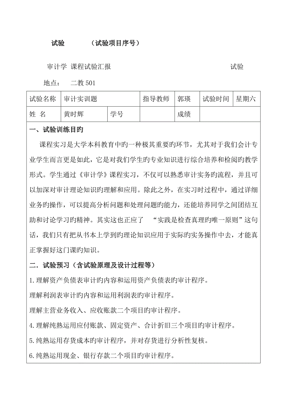 2023年新版审计学实验报告_第3页