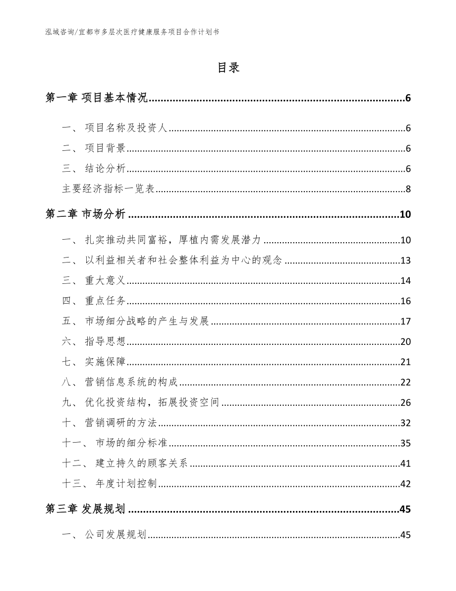 宜都市多层次医疗健康服务项目合作计划书范文模板_第1页