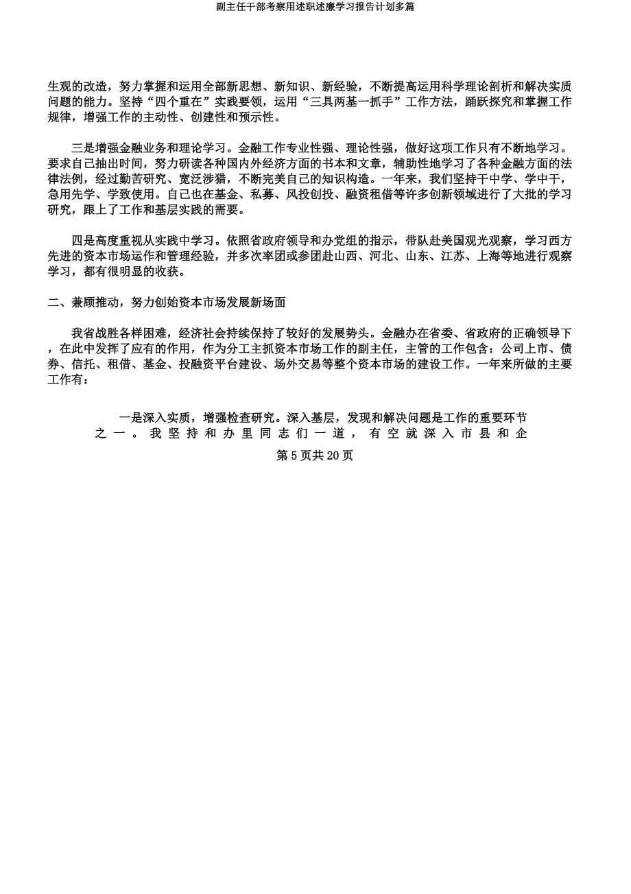 副主任干部考察用述职述廉学习报告计划多篇.docx_第5页