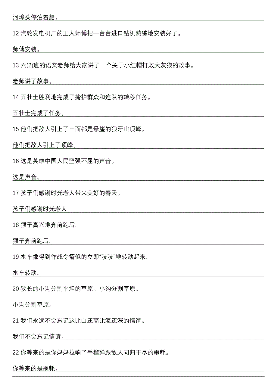 五年级语文下题型归类 缩句练习_第2页