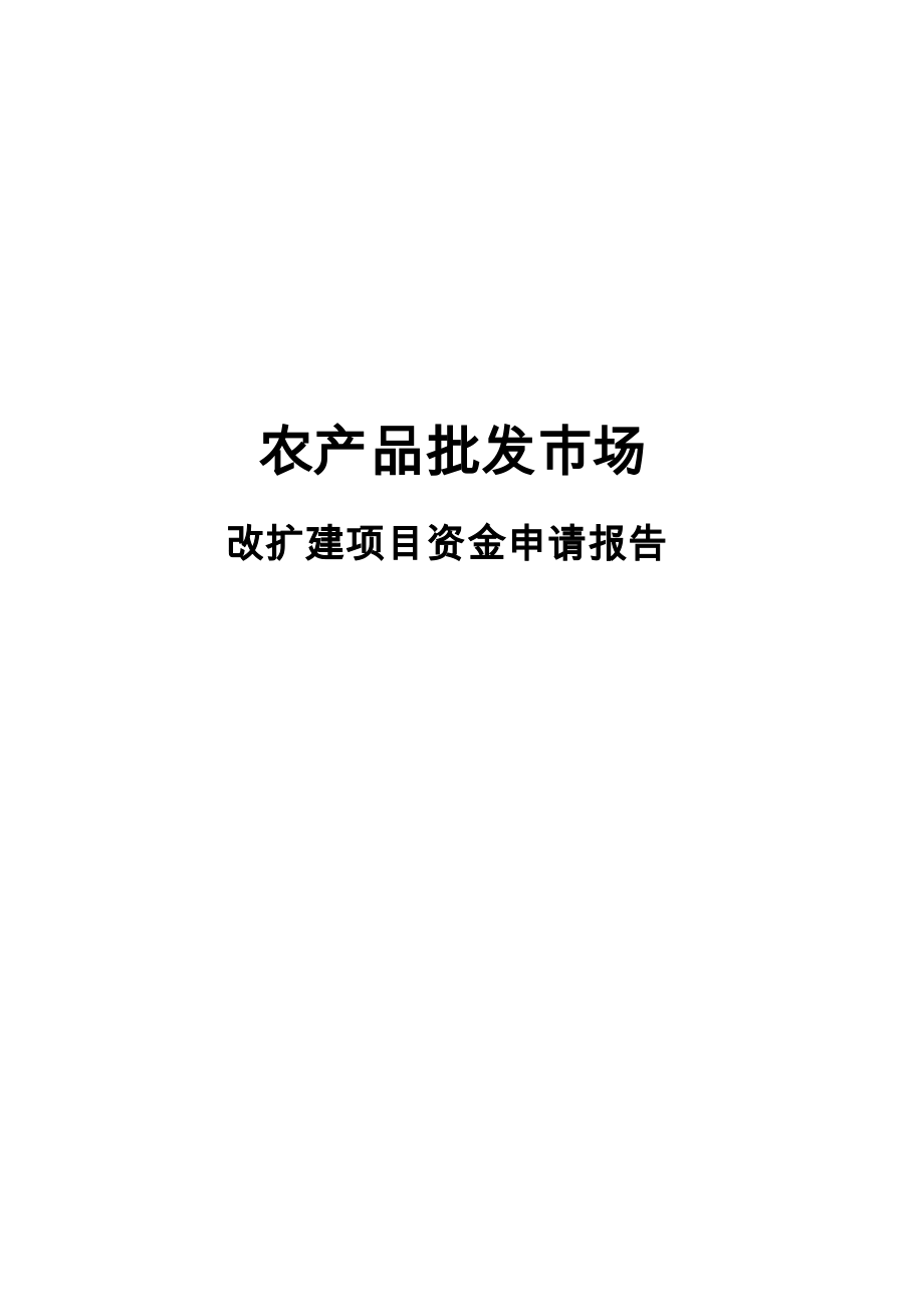 农产品批发市场改扩建项目资金申请报告_第1页