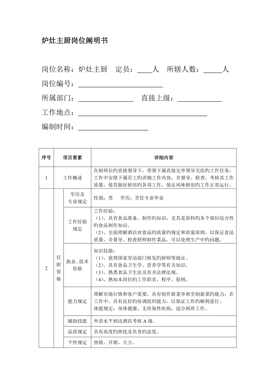 酒店岗位说明书_第4页