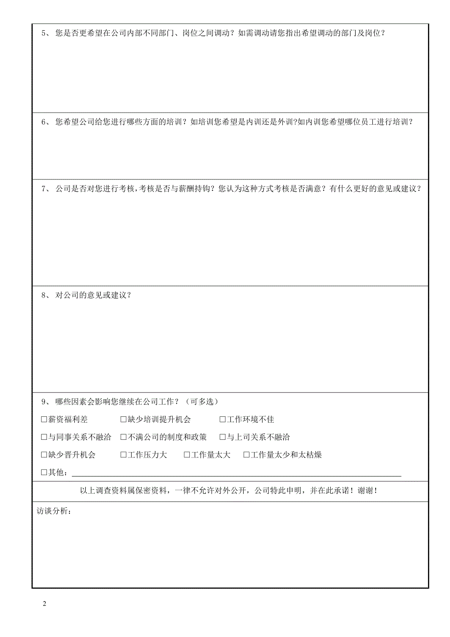 《员工访谈记录表》word版.doc_第2页