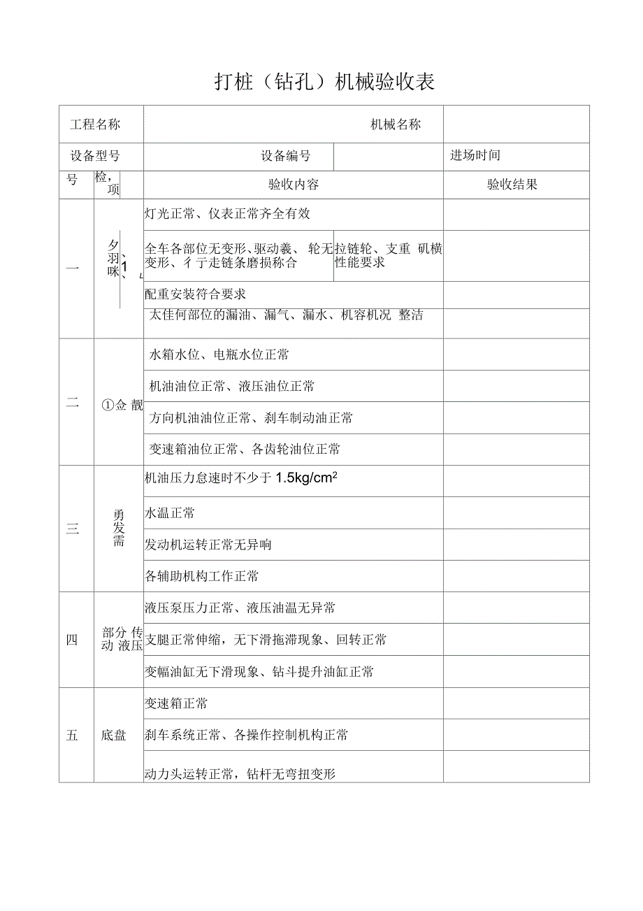 旋挖钻机验收表1_第1页