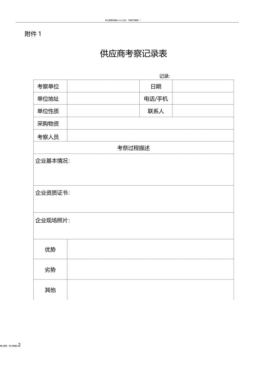 供应商走访考察记录表_第2页