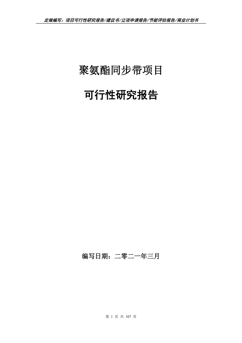 聚氨酯同步带项目可行性研究报告写作范本_第1页