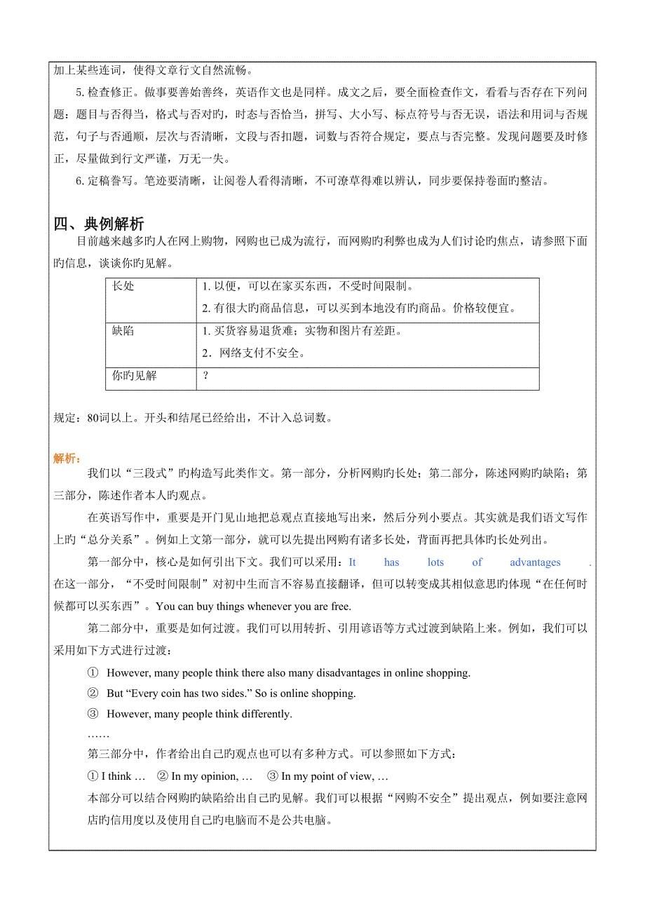 2022中考英语冲刺之写作中考书面表达分析及知识点梳理_第5页