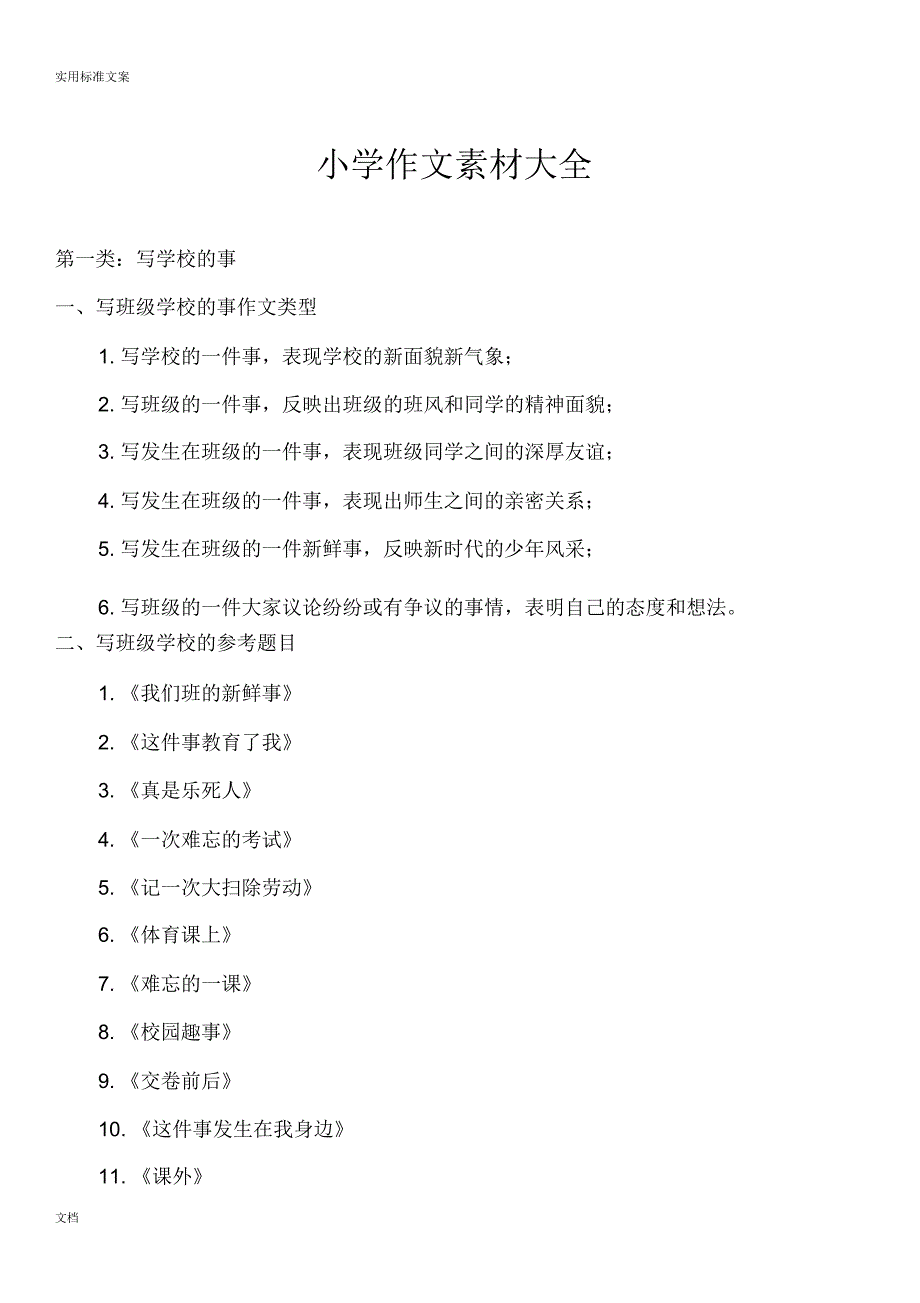 小学作文常考题目素材大全_第1页