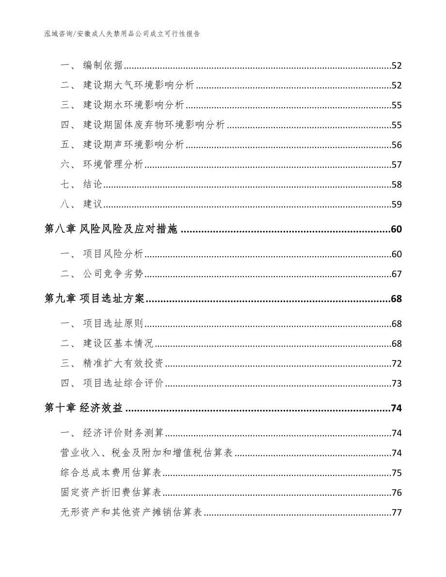 安徽成人失禁用品公司成立可行性报告【范文模板】_第5页