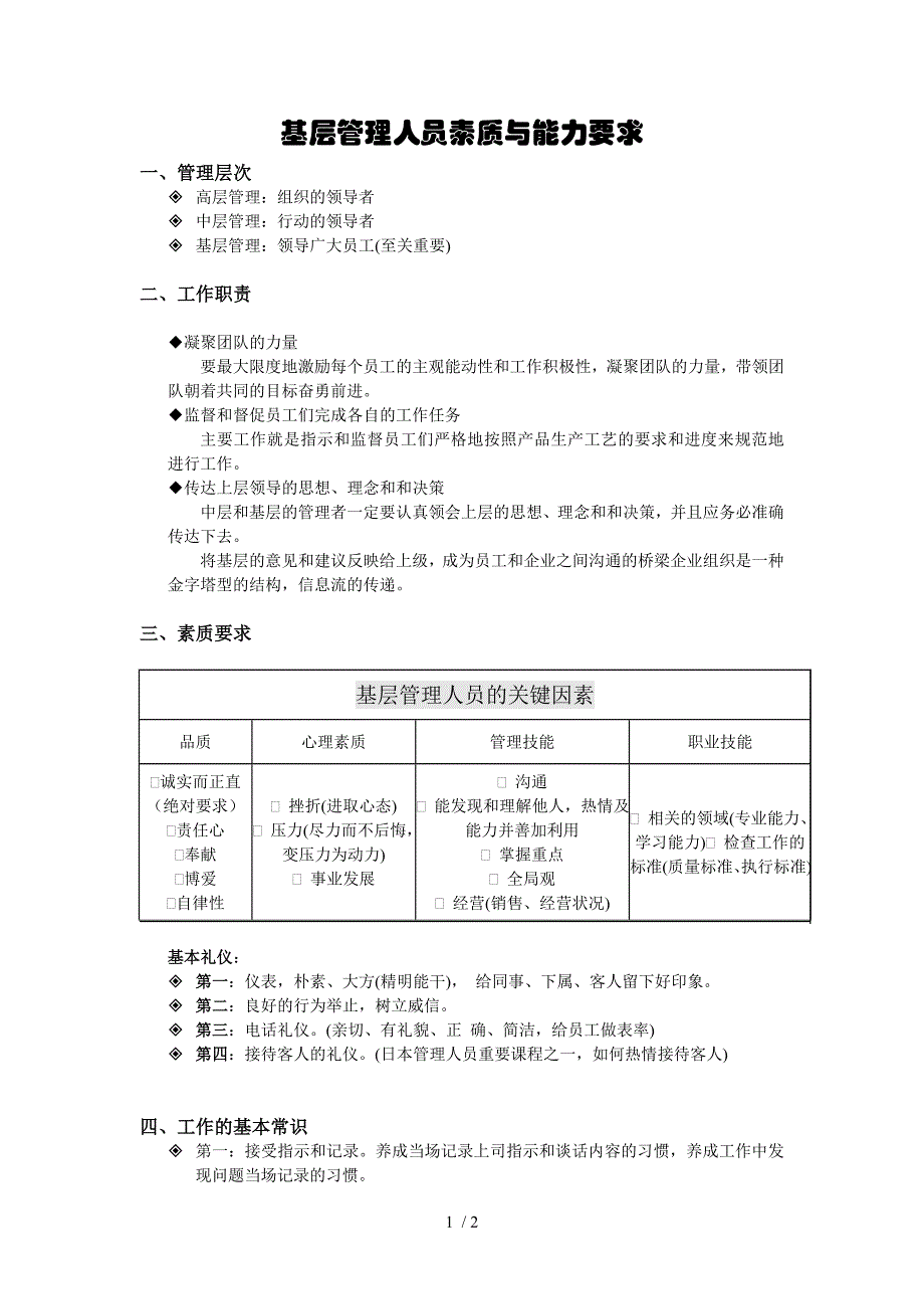 基层管理人员素质与能力要求_第1页