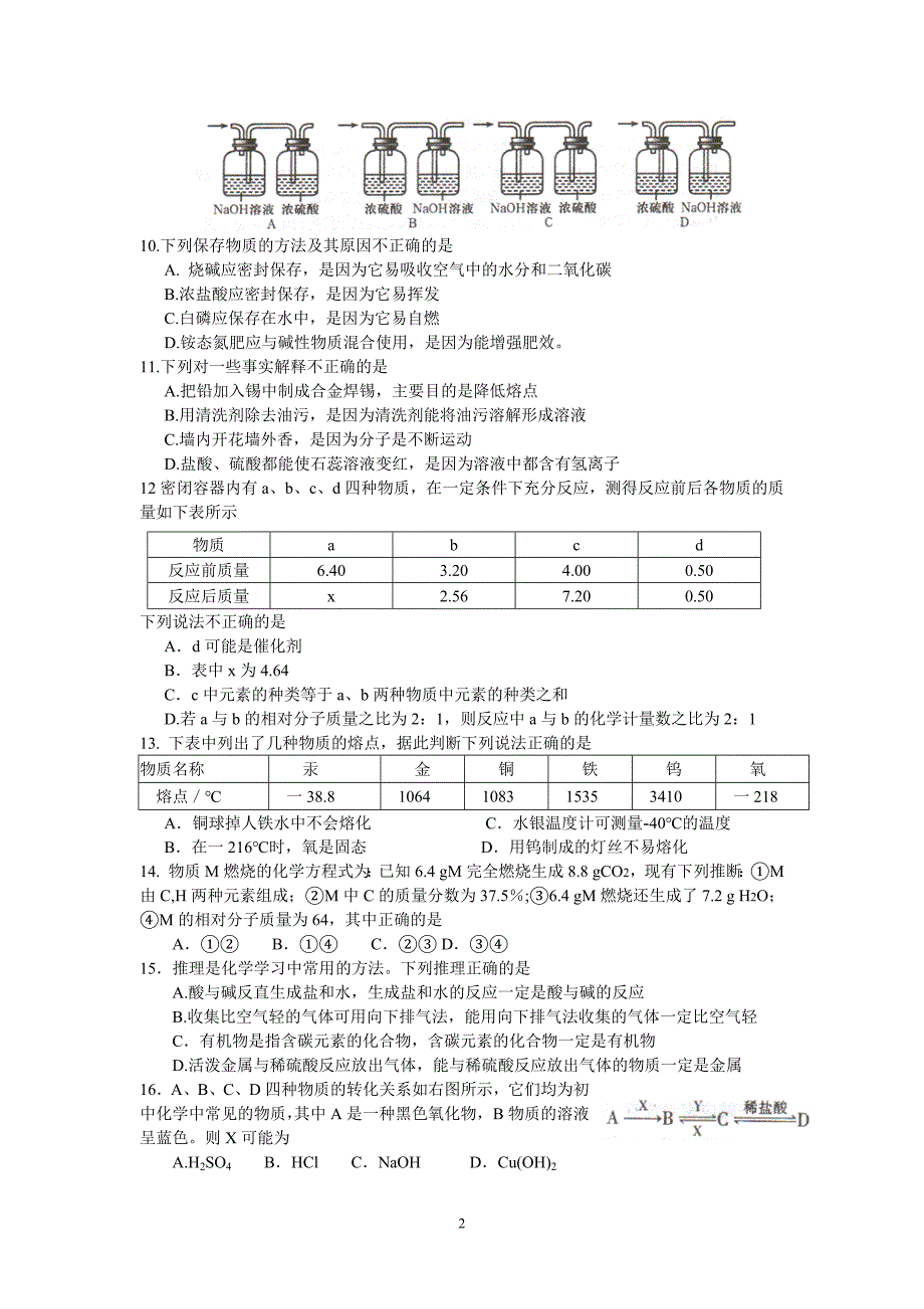 2013年全国初中学生化学素质和实验能力竞赛河南赛区预赛试卷及答案(精较版)_第2页