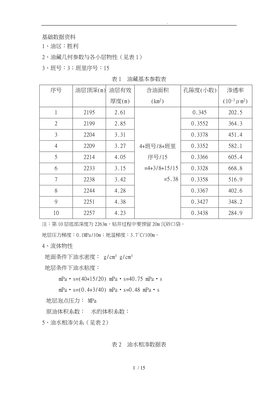 油藏工程课程设计范本_第1页