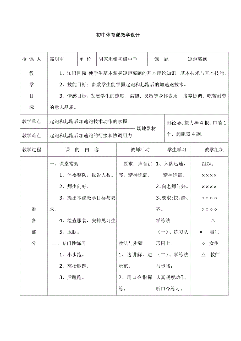 短距离跑教学设计_第1页