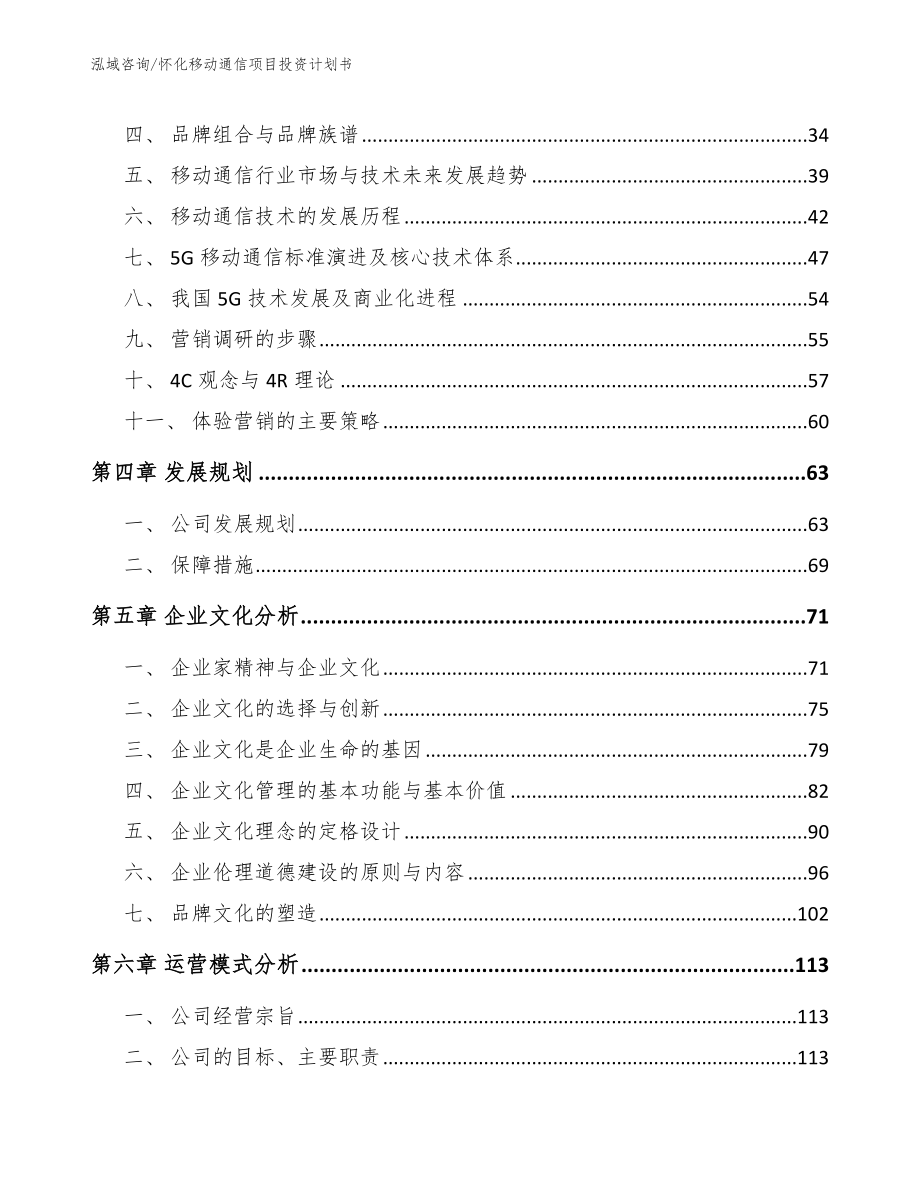 怀化移动通信项目投资计划书模板范本_第2页