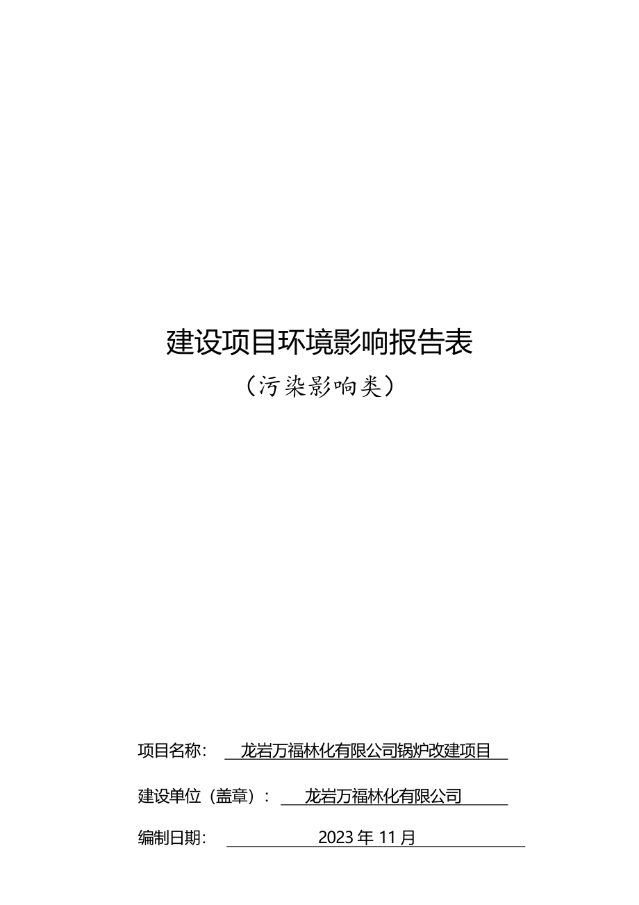 龙岩万福林化有限公司锅炉改建项目环境影响报告表.docx_第1页