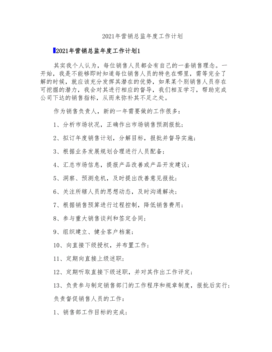 2021年营销总监年度工作计划_第1页