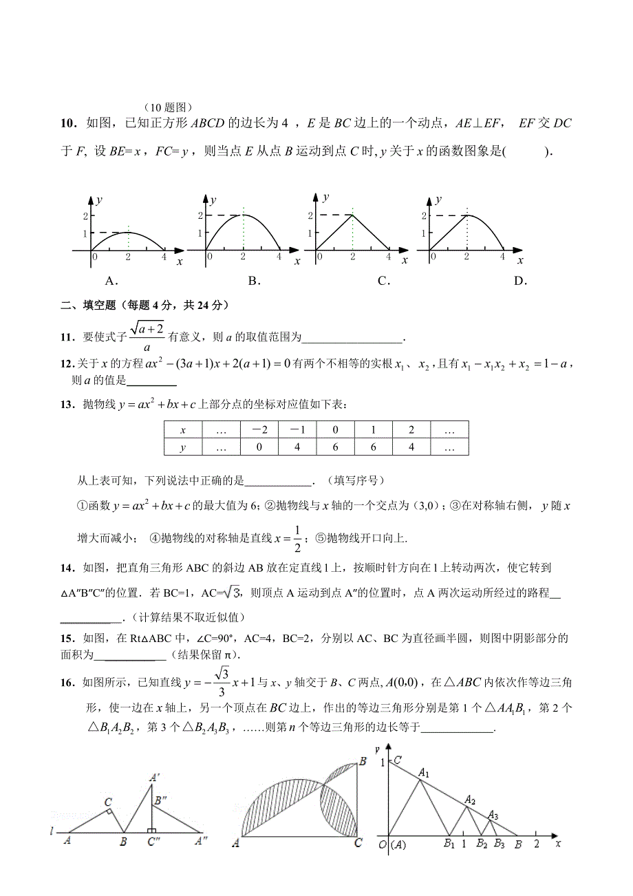 人教版九年级下第一次月考数学试卷及答案_第2页