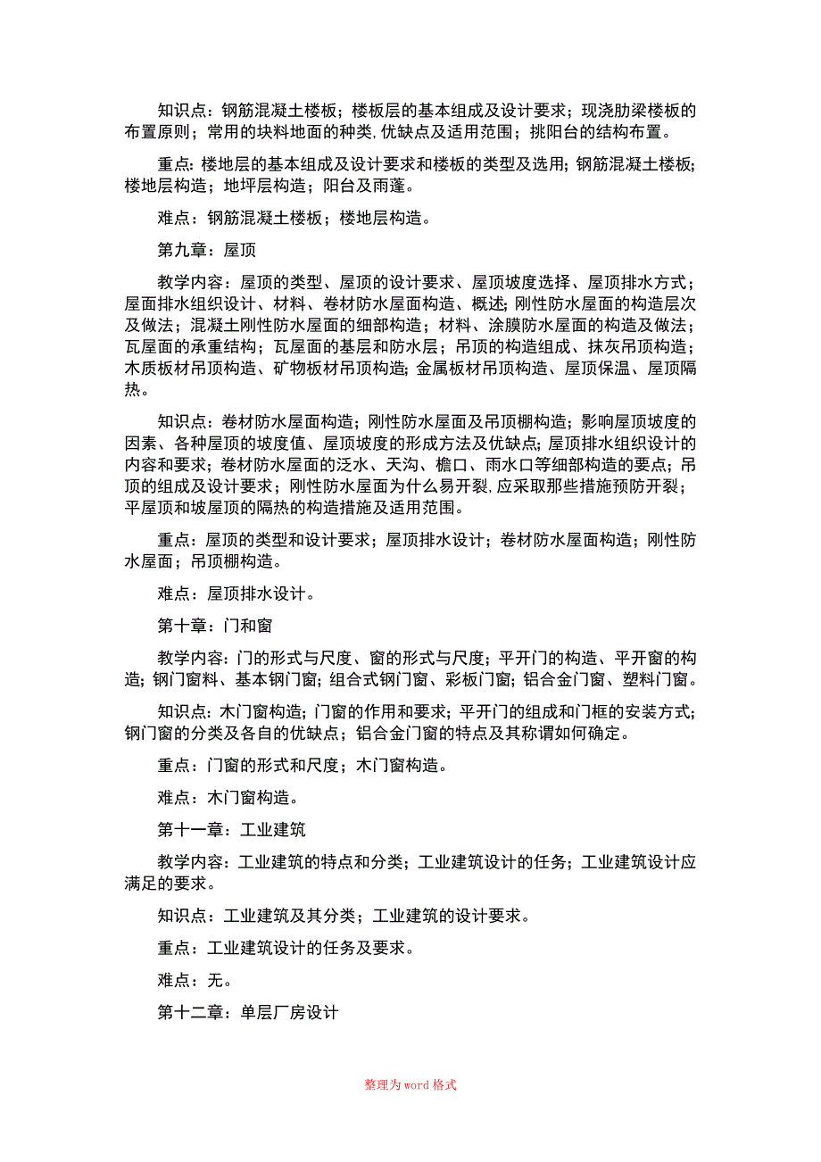 房屋建筑学课程教学大纲Word版_第4页