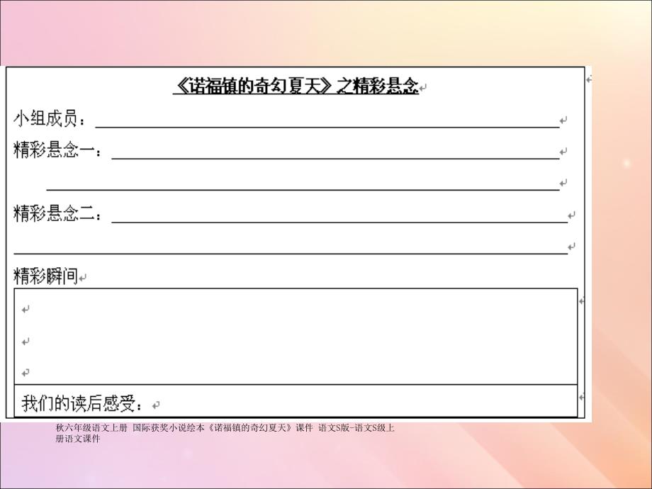 最新六年级语文上册国际获奖小说绘本诺福镇的奇幻夏天课件_第4页