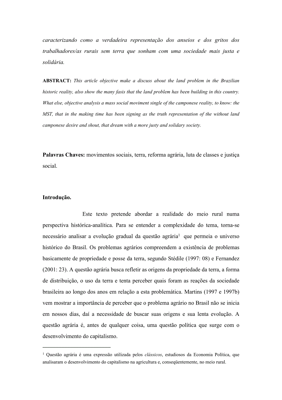 O PROBLEMA DA TERRA E MOVIMENTOS SOCIAIS A REFORMA AGR&#225;RIA EM FOCO..doc_第2页