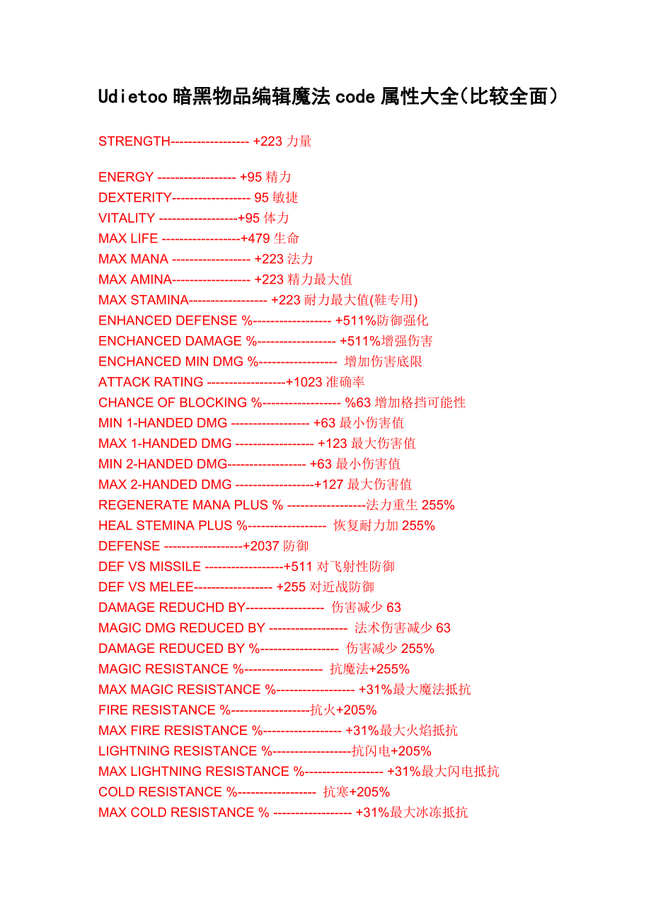 Udietoo暗黑物品编辑魔法code属性大全(比较全面).doc_第1页