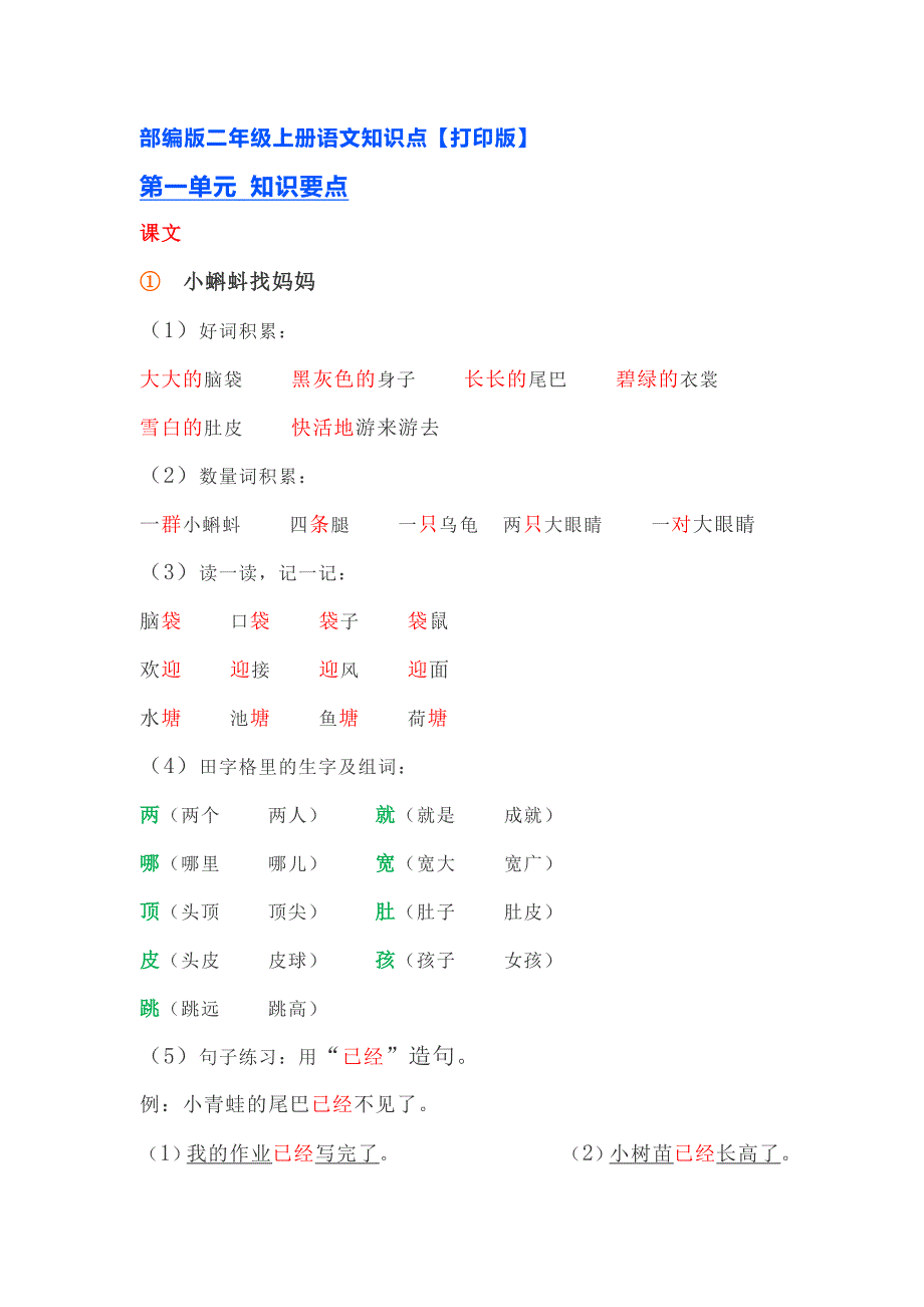 部编版二年级上册语文知识点_第1页