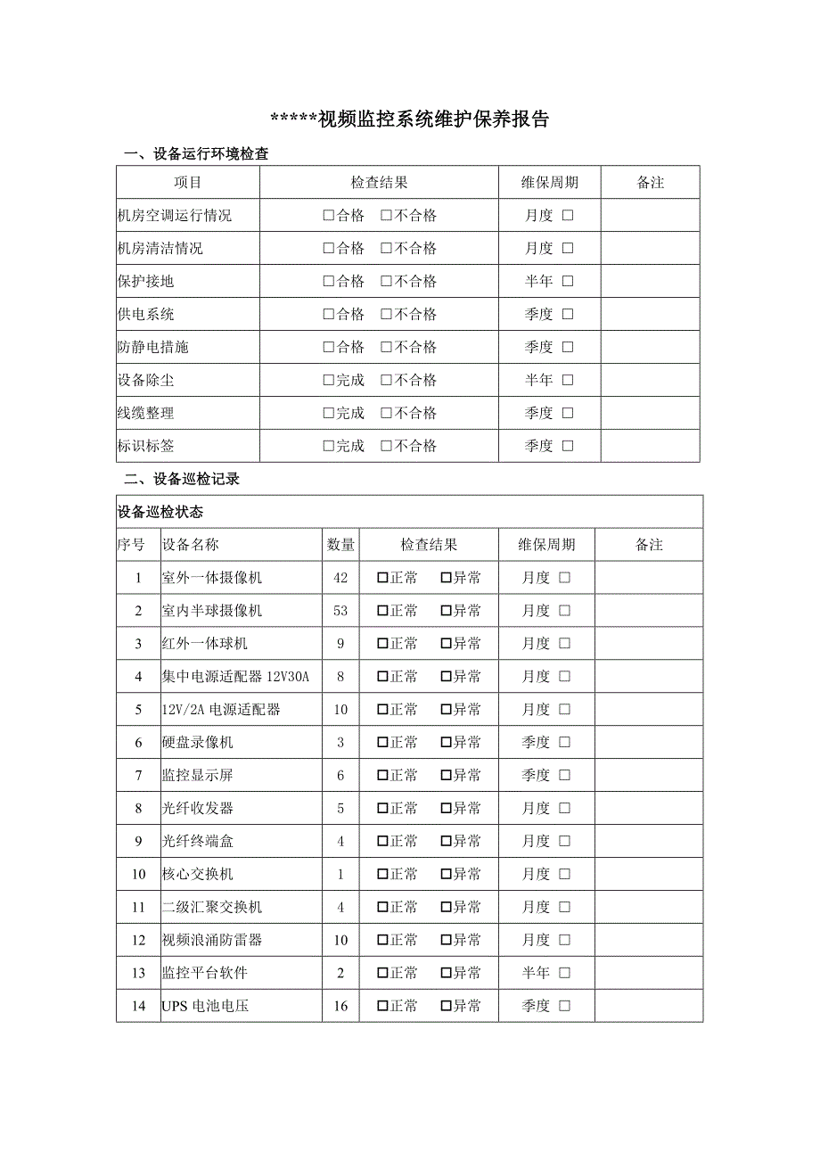 弱电监控系统维护保养报告_第1页