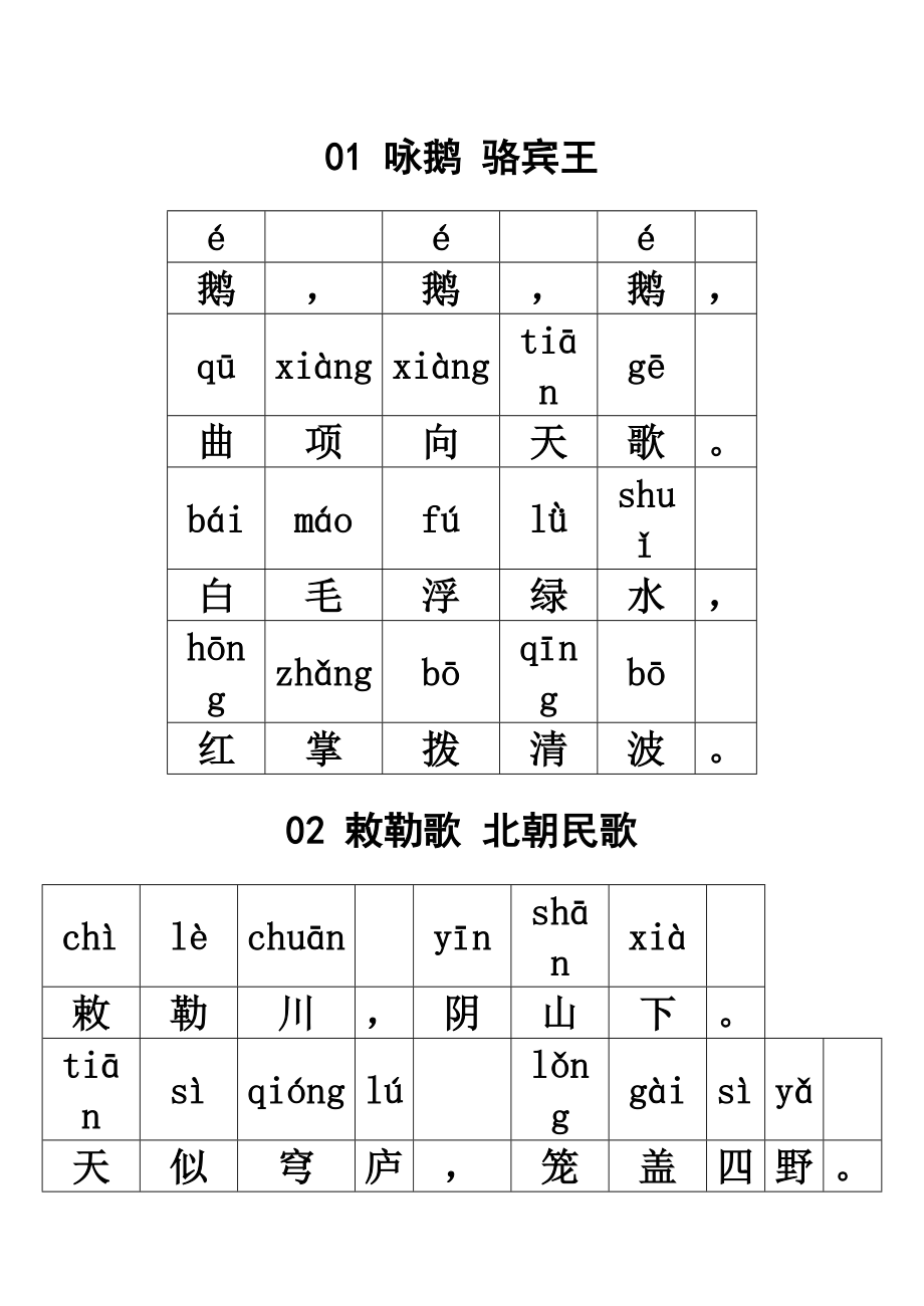 小学1-6年级必背古诗WORD版(带拼音)_第1页