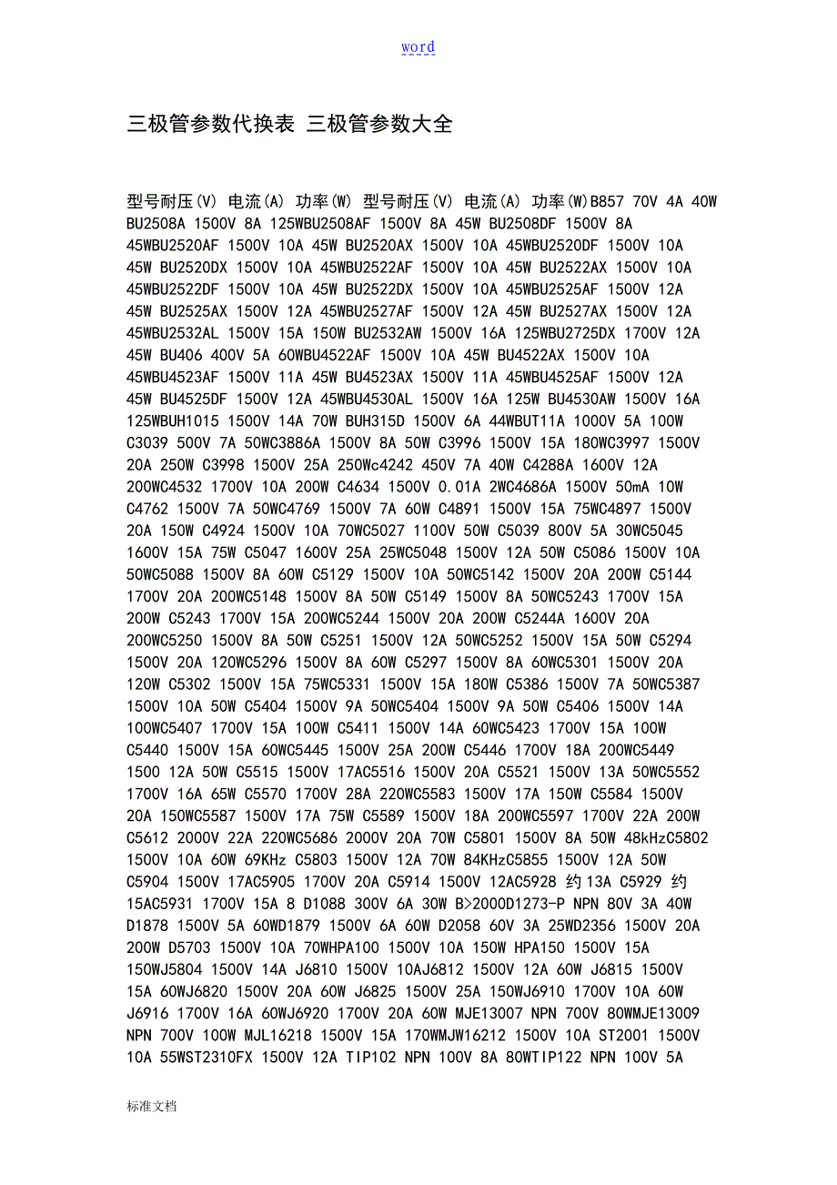 三极管全参数代换表三极管全参数大全_第1页