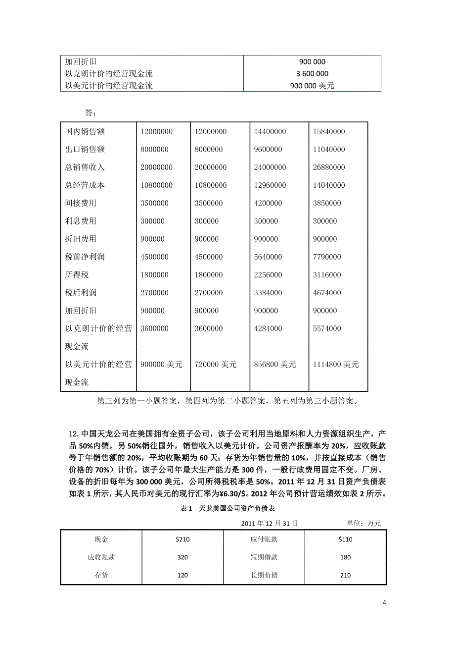 国际公司金融第七章课后习题答案_第4页