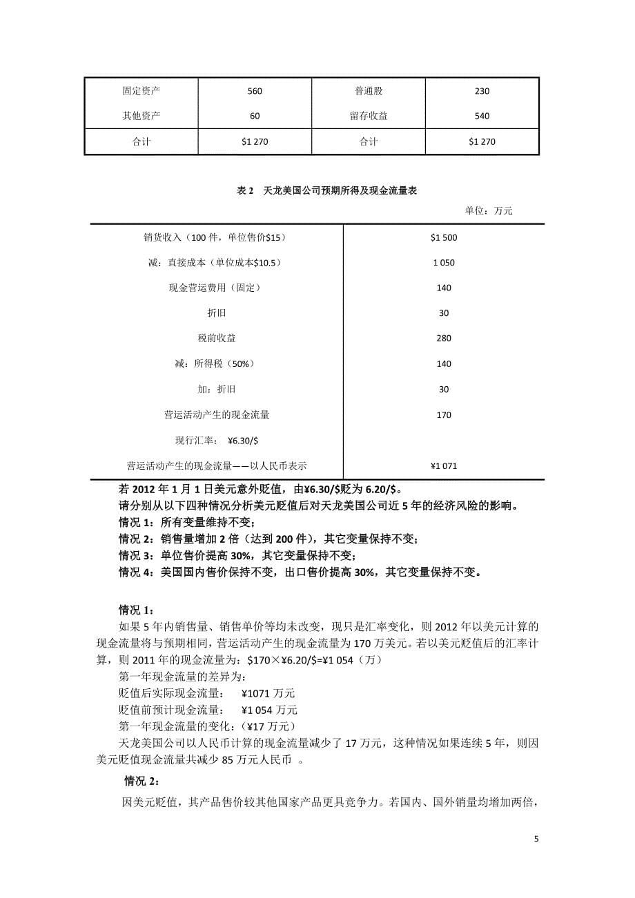 国际公司金融第七章课后习题答案_第5页