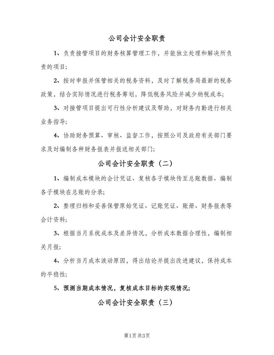 公司会计安全职责（四篇）.doc_第1页