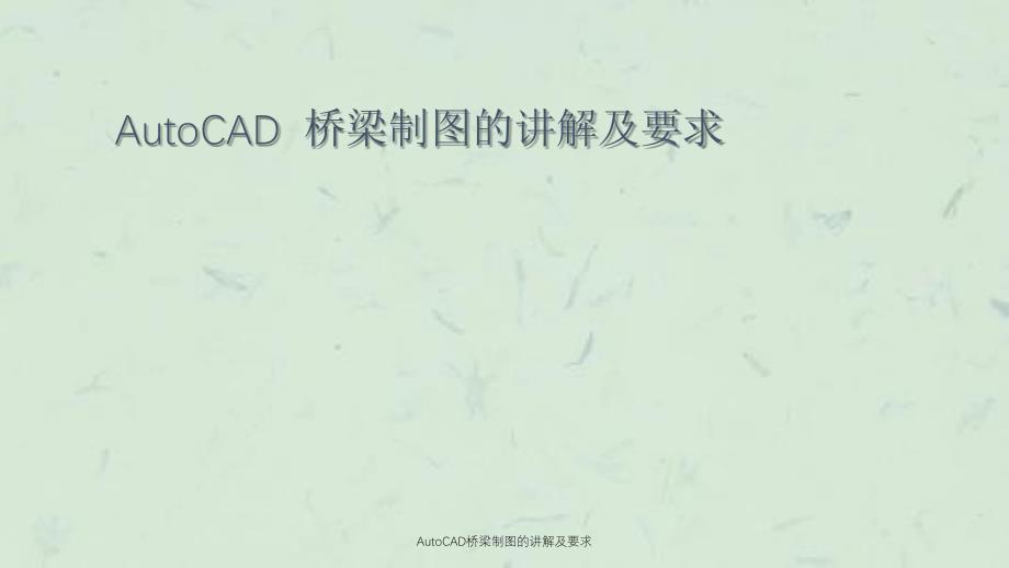 AutoCAD桥梁制图的讲解及要求课件_第1页