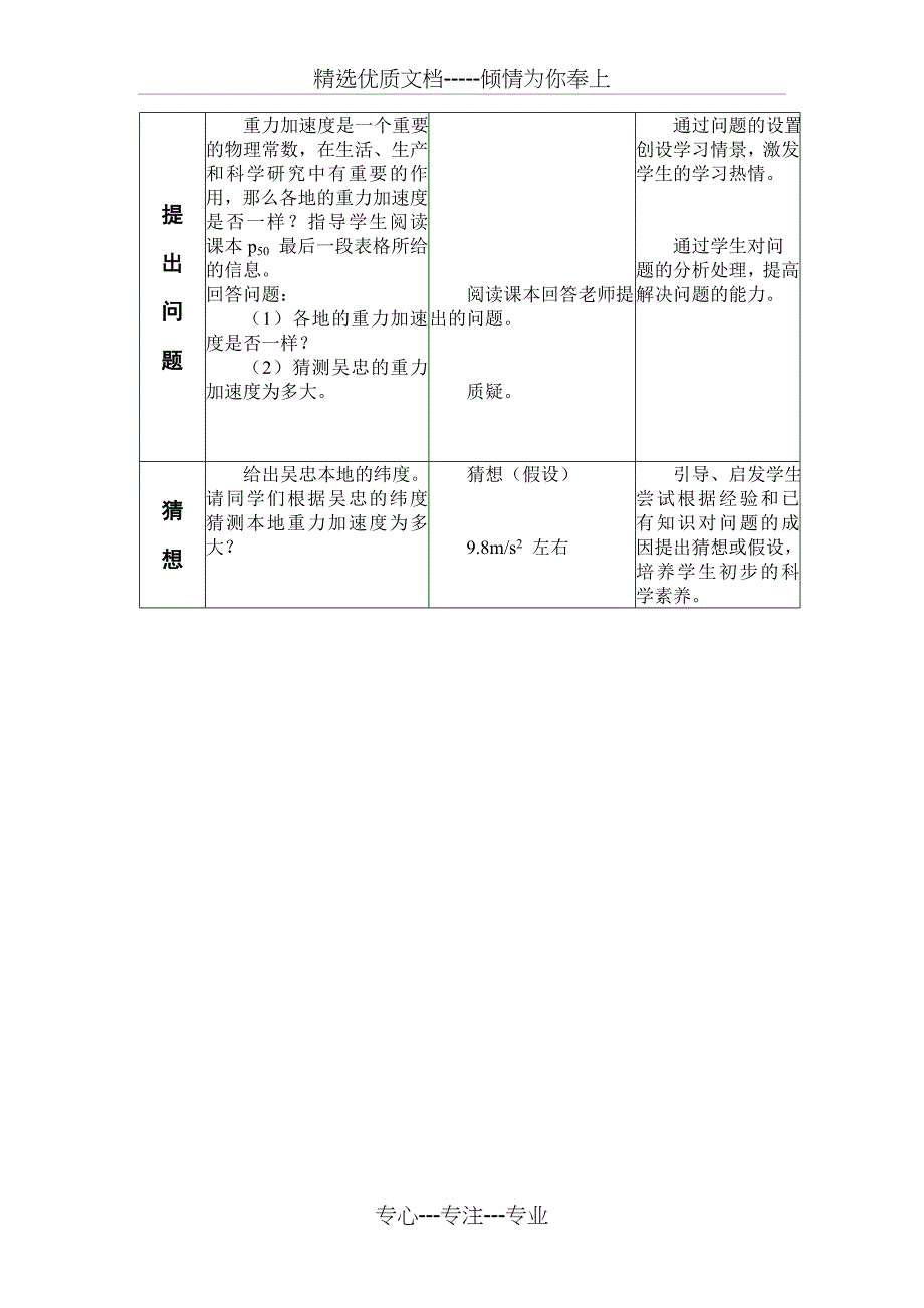 测定重力加速度教学设计_第3页