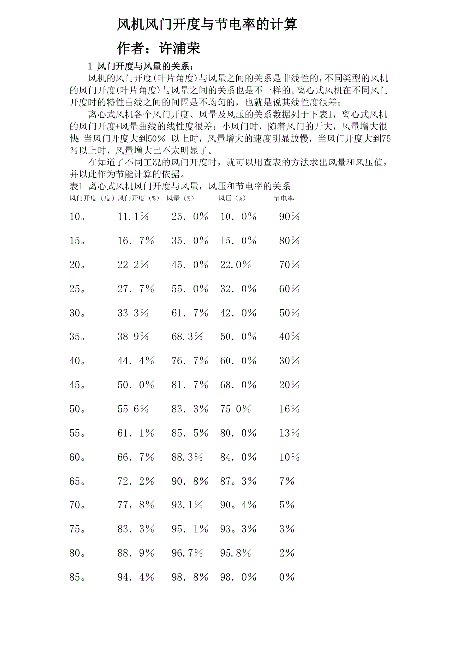 风机风门开度与节电率的计算.doc_第1页