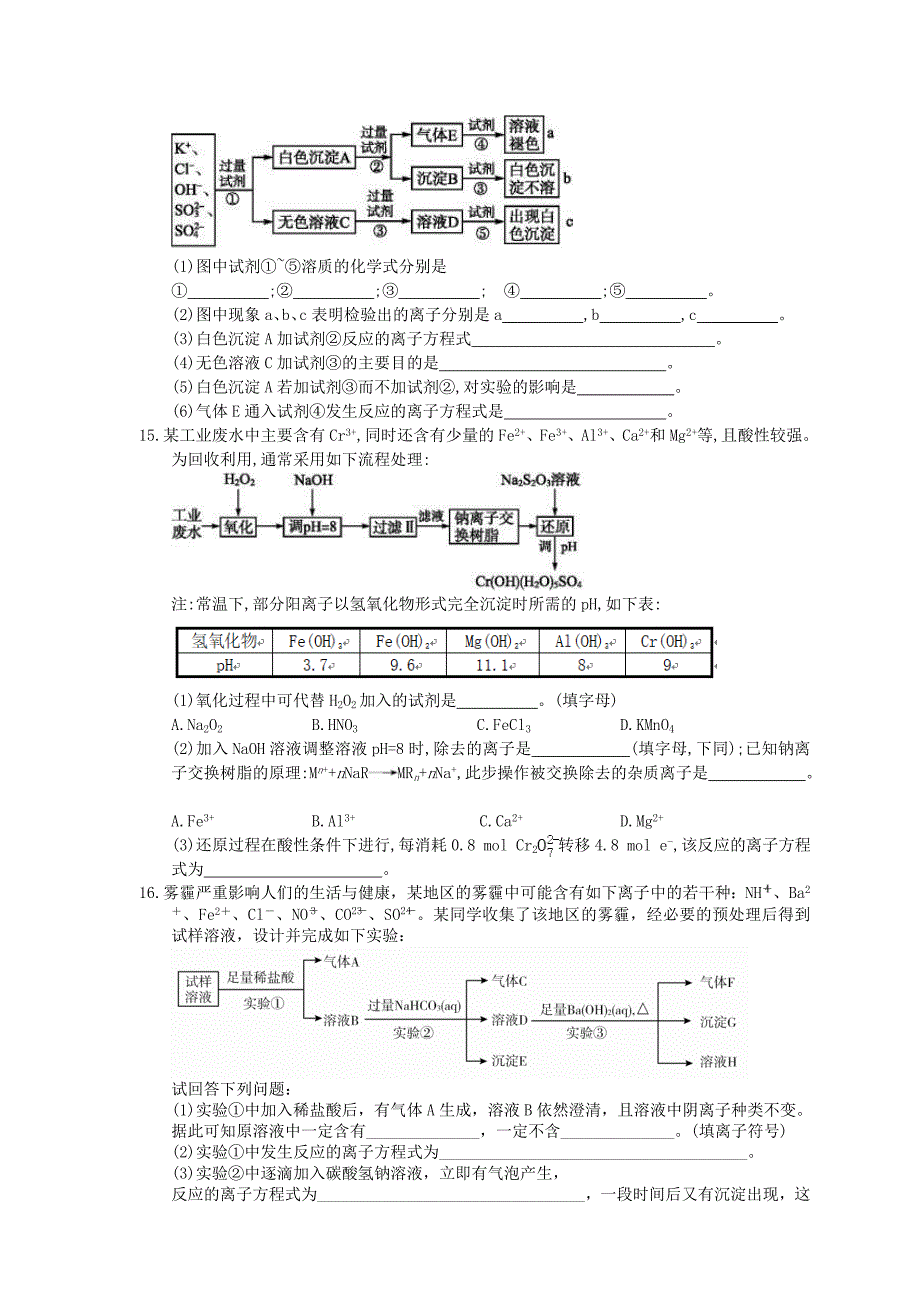 高考化学三轮冲刺离子反应练习三含答案_第3页