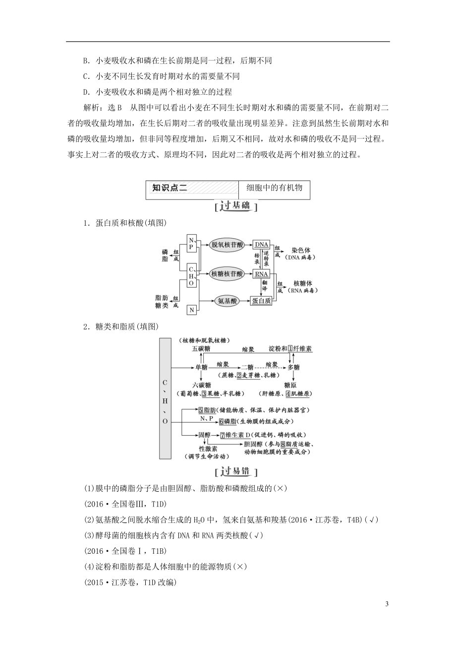 高考生物二轮复习专题一细胞讲义_第3页