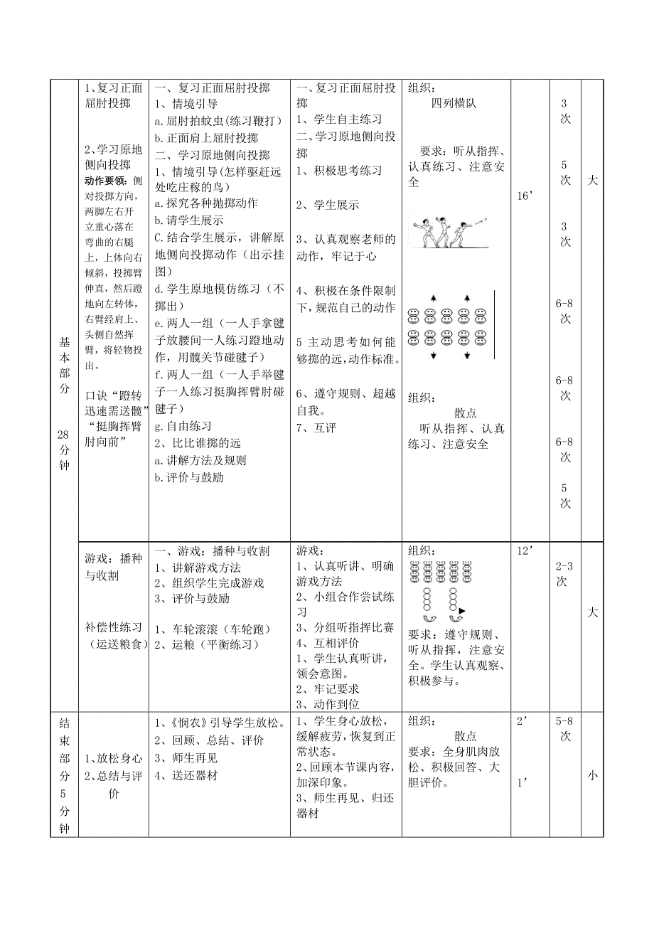 “原地侧向投掷”课时教学计划_第2页