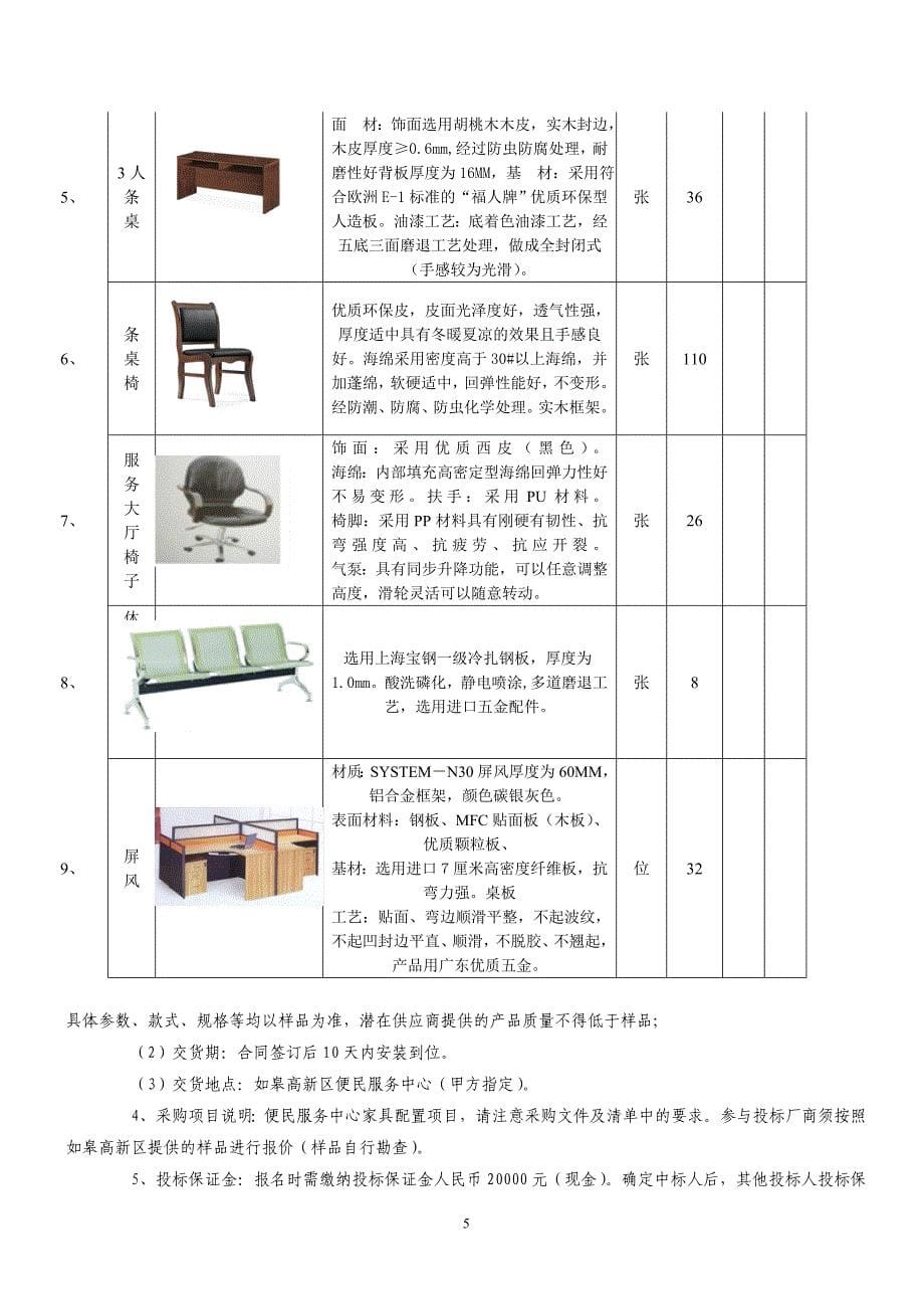 如皋高新区便民服务中心家具配置采购项目竞争性谈判文件.doc_第5页