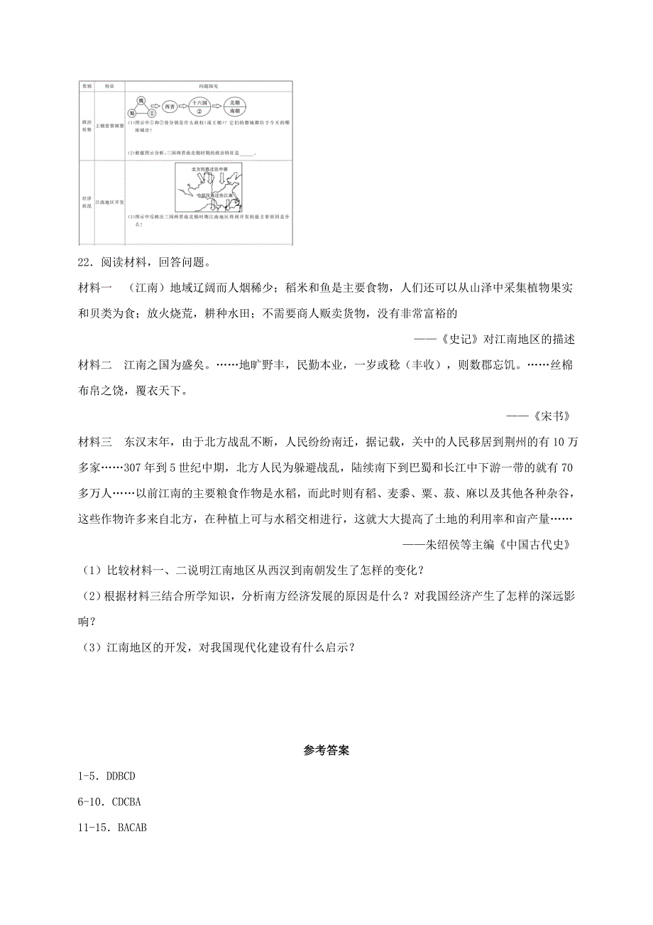 七年级历史上册第四单元三国两晋南北朝时期：政权分立和民族交融第18课东晋南朝时期江南地区的开发同步测.doc_第4页