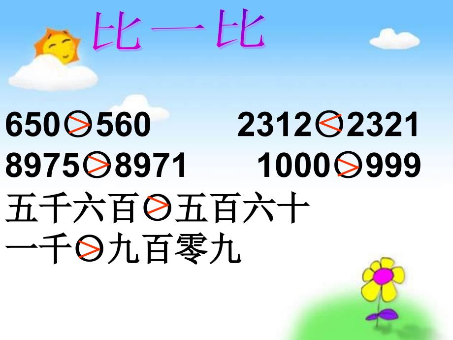 新人教版二年级数学下册万以内数的大小比较和近似数课件_第4页