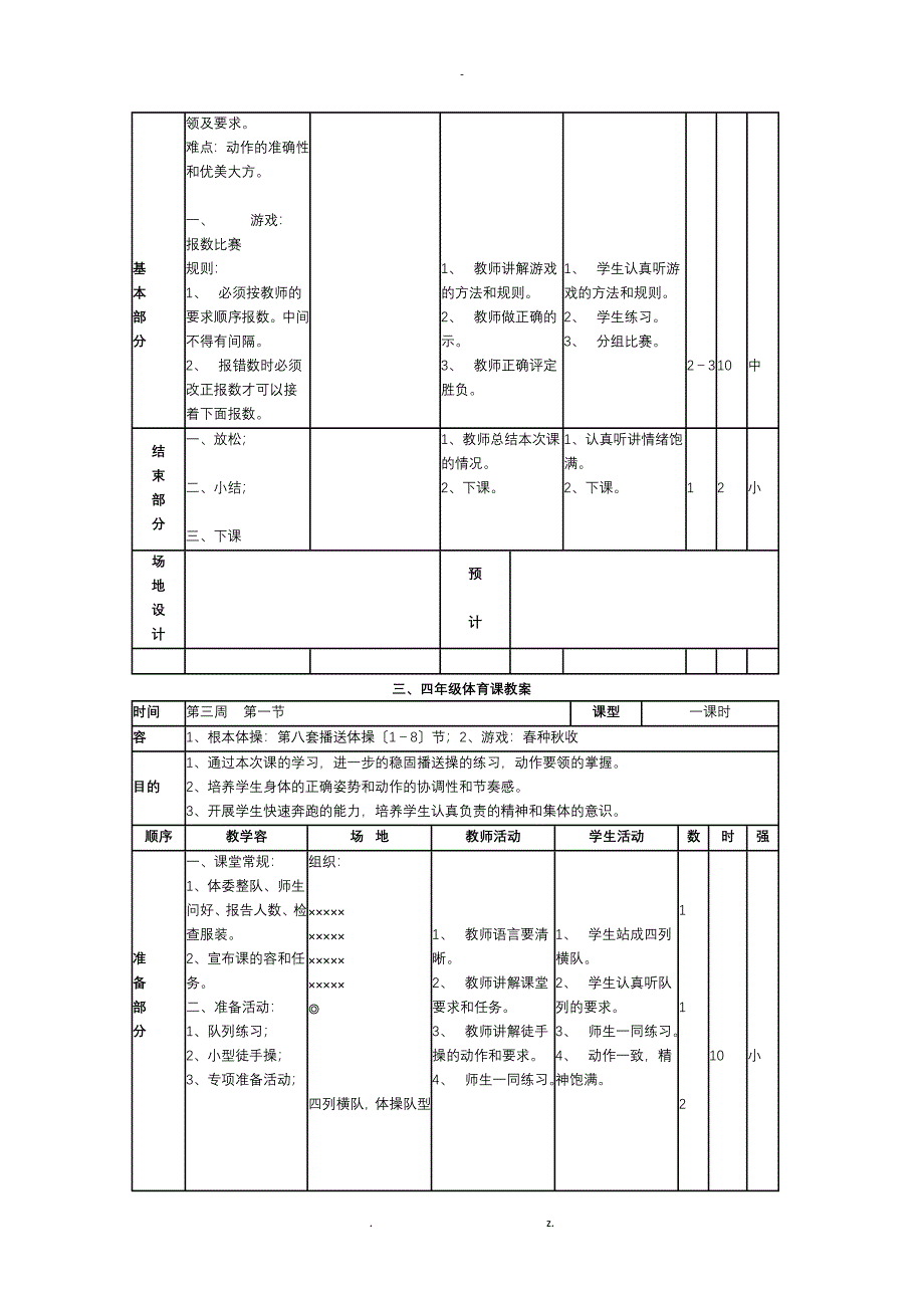 表格式小学体育教案_第3页