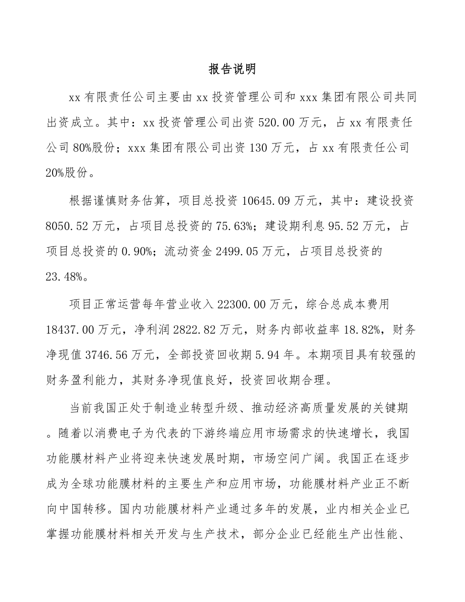 内蒙古关于成立功能膜材料公司可行性报告_第2页