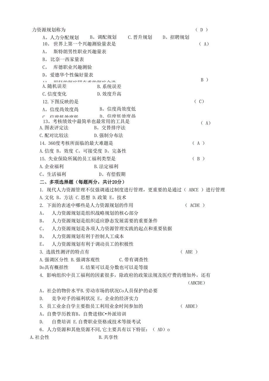 人力资源管理试卷_第2页