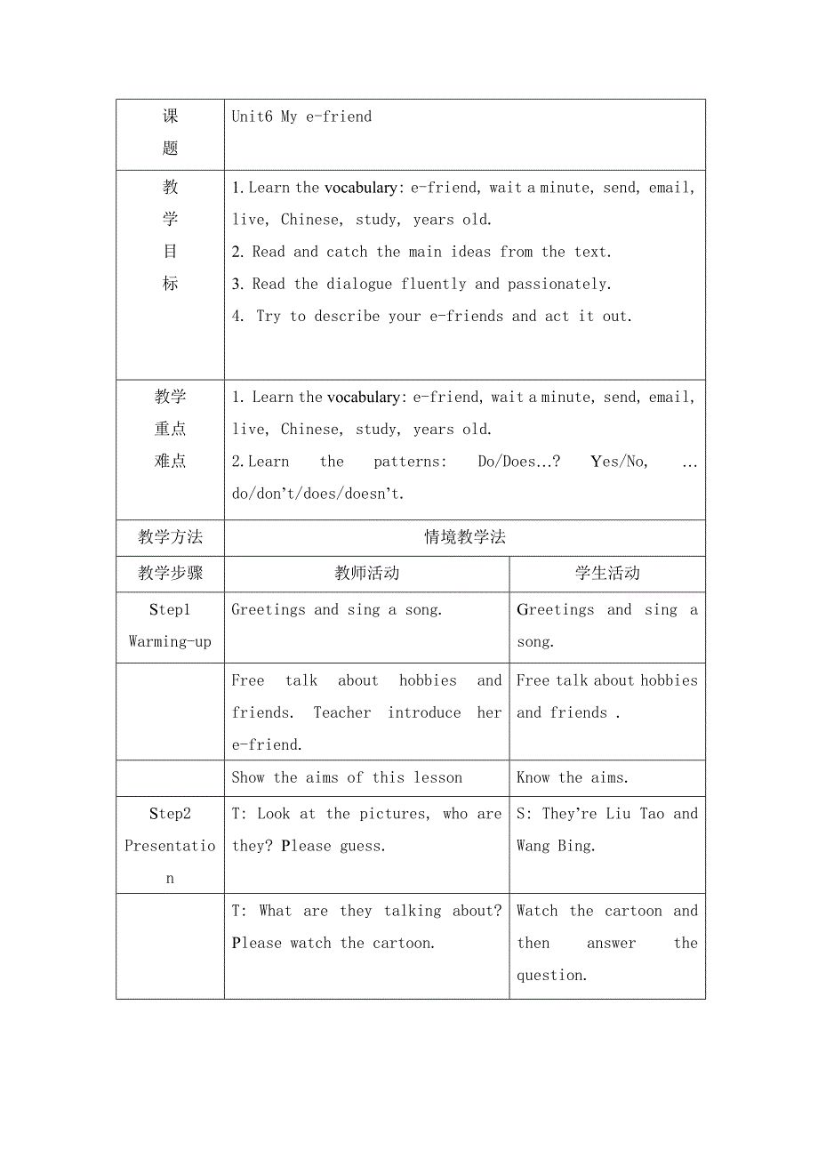 题Unit6 My e-friend教.doc_第1页