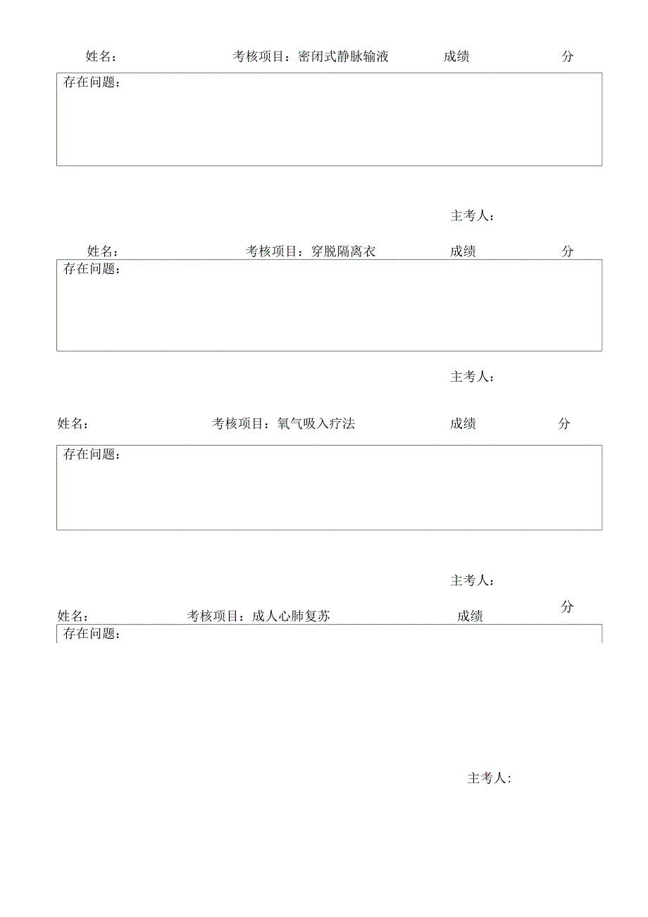 护理人员技能操作考核成绩表_第2页