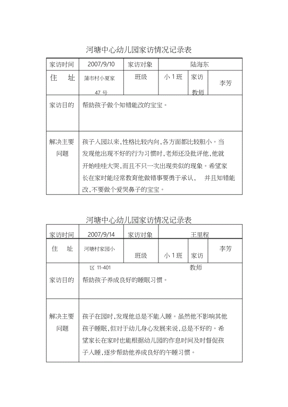 心幼儿园家访情况记录表[共5页]_第2页