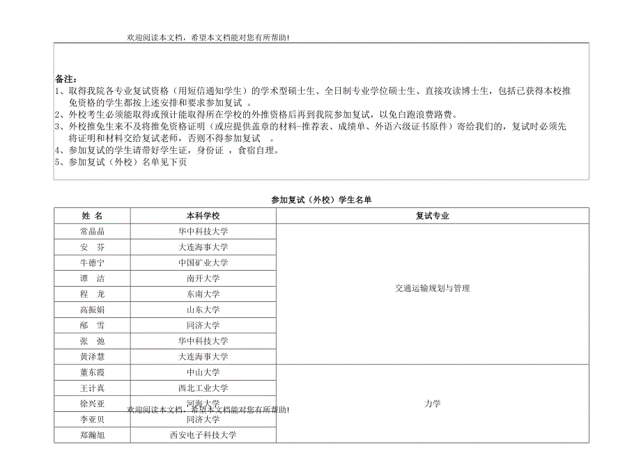 船舶海洋与建筑工程学院XXXX年推免生复试安排与要求doc_第2页