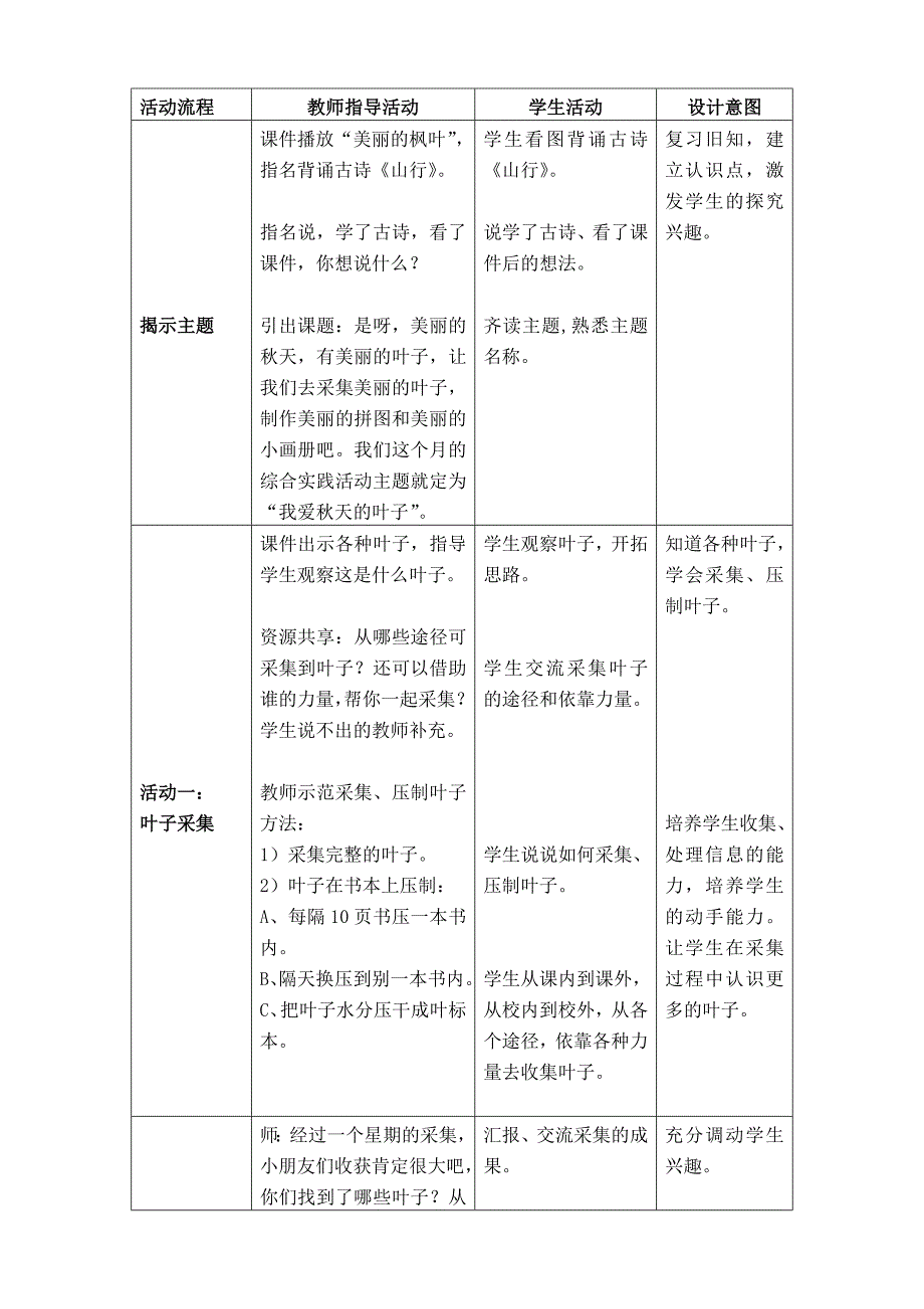 小学二年级语文综合实践活动设计《多彩的叶》_第2页