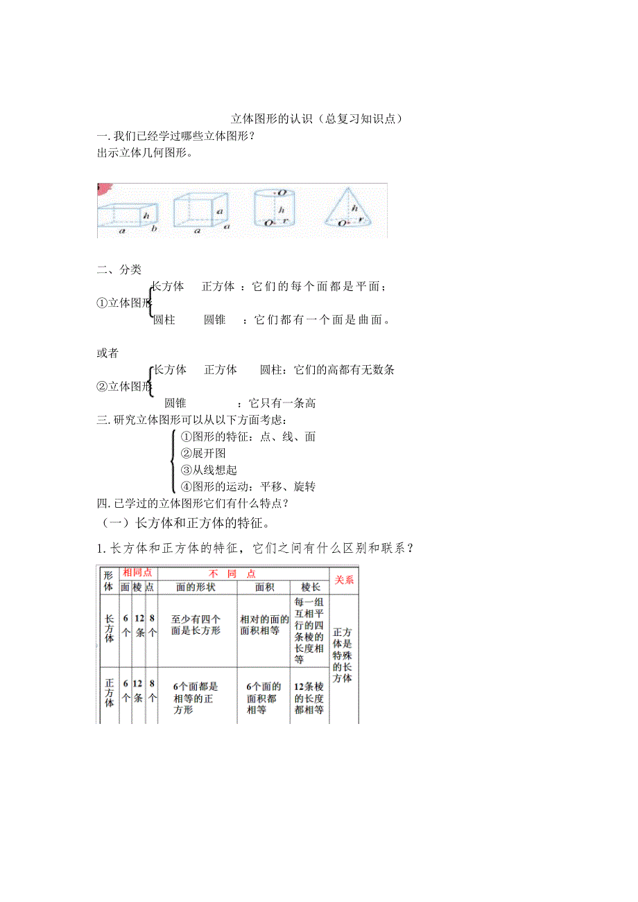 (完整版)立体图形的认识(总复习知识点)_第1页